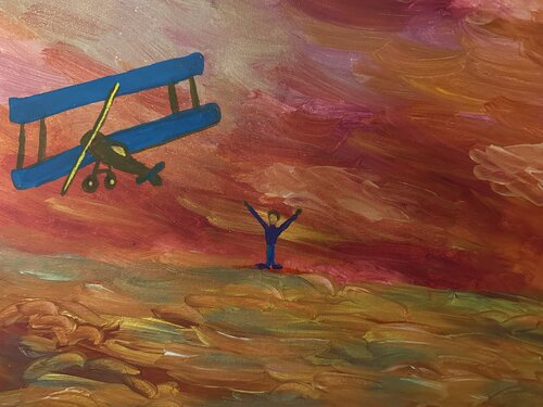 Der Traumfänger und das Flugzeug de Steven Elijah Neuhaus, Pintura a la venta en Singulart