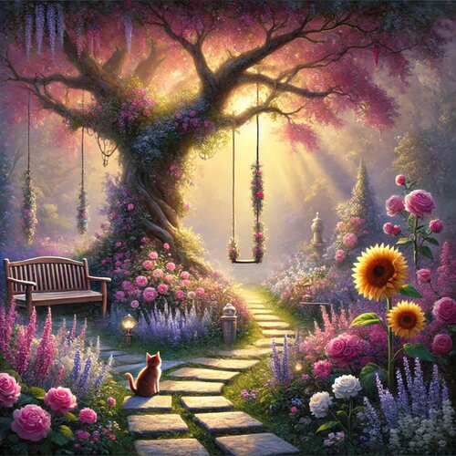 Der Kater im Abendlicht AI trifft auf physische Malerei (neurodivergente Kunst) di Steven Elijah Neuhaus, Pittura in vendita su Singulart