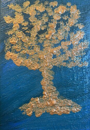 Goldener Baum in blauer Umarmung von Steven Elijah Neuhaus, Malerei kaufen auf Singulart