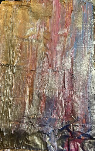 Goldene Welle auf selbst kreierter malfläche (ideal mit 4 Nägel Außenrum bestätige) oder Spezial Rahmen van Steven Elijah Neuhaus, Schilderij te koop op Singulart