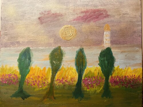 Zypressen der Dämmerung by Steven Elijah Neuhaus, 絵画 for Sale on Singulart