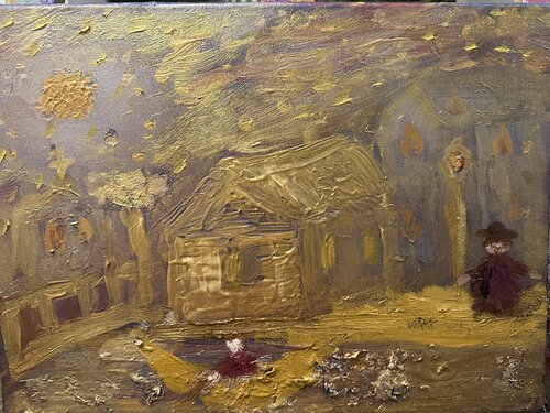 Verträumtes Goldlicht (sek Chagall Inspiration) van Steven Elijah Neuhaus, Schilderij te koop op Singulart