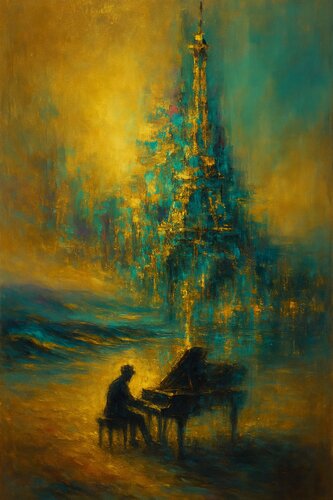 Der Pianist von Paris Mixed Media von Steven Elijah Neuhaus, Malerei kaufen auf Singulart