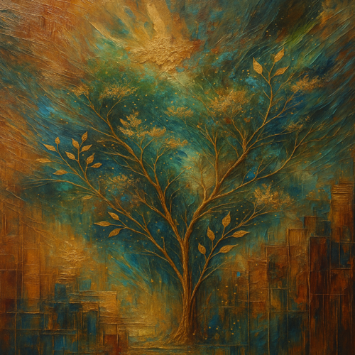 Baum der Farbe  digital paint Mixed Media auf Leinwand van Steven Elijah Neuhaus, Schilderij te koop op Singulart