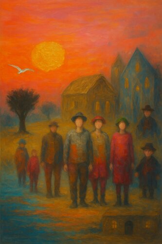 Das französische Dorf der Familie di Steven Elijah Neuhaus, Pittura in vendita su Singulart