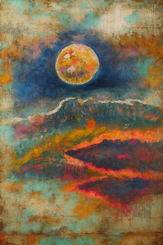 Kosmos abstrakt im Mondschein von Steven Elijah Neuhaus, Malerei kaufen auf Singulart