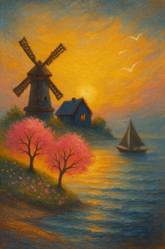 Mühle am Meerestraum par Steven Elijah Neuhaus, Peinture en vente sur Singulart