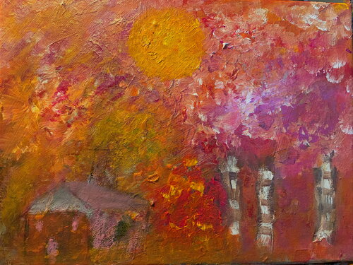 Das Haus des goldenen Herbstes par Steven Elijah Neuhaus, Peinture en vente sur Singulart
