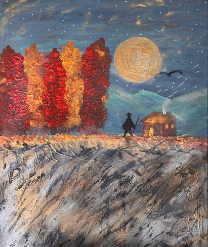 Der Hirte und das Herbst leuchten van Steven Elijah Neuhaus, Schilderij te koop op Singulart