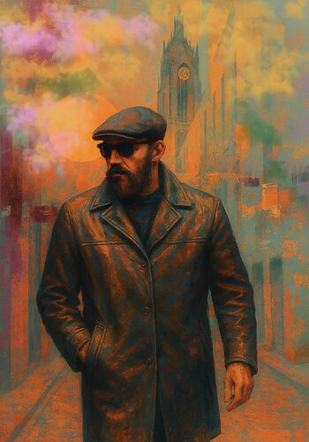 Men in the colour City streets from Frankfurt von Steven Elijah Neuhaus, Malerei kaufen auf Singulart