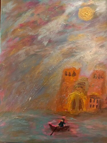 Der Reisende fängt die Träume van Steven Elijah Neuhaus, Schilderij te koop op Singulart