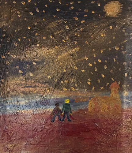 Vater und Sohn im Sternen Licht Mixed Media van Steven Elijah Neuhaus, Schilderij te koop op Singulart