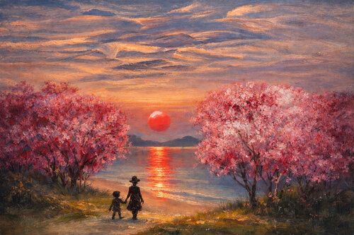 Paradies des Abendscheins Mixed Media de Steven Elijah Neuhaus, Pintura a la venta en Singulart