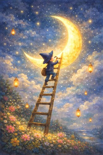 Der kleine Traumfänger auf dem Weg zum Mond di Steven Elijah Neuhaus, Pittura in vendita su Singulart