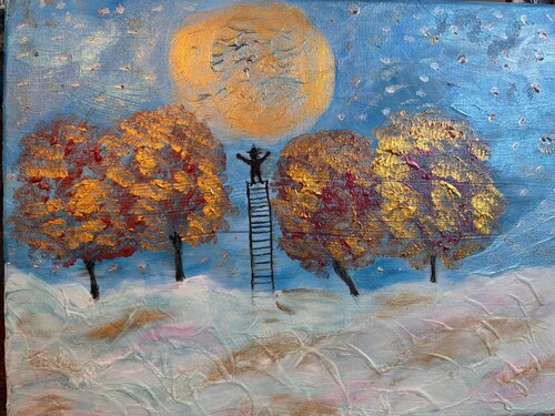 Der Traumfänger über den Wolken zum Mond de Steven Elijah Neuhaus, Pintura a la venta en Singulart