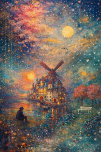 Hinter dem Horizont bist du nicht allein van Steven Elijah Neuhaus, Schilderij te koop op Singulart