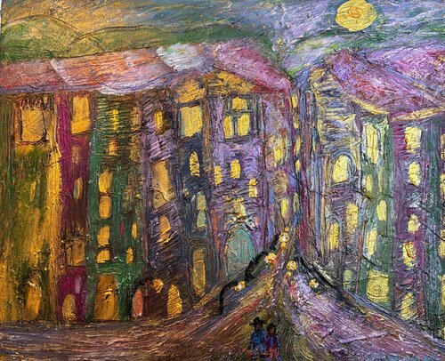 Eine Stadt im Lichte der italienischen Sonne di Steven Elijah Neuhaus, Pittura in vendita su Singulart