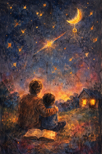 Unterm Sternen Himmel sind wir sicher van Steven Elijah Neuhaus, Schilderij te koop op Singulart