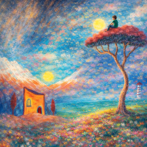 Der kleine Traumfänger mit dem Blick auf die Wekt de Steven Elijah Neuhaus, Pintura a la venta en Singulart