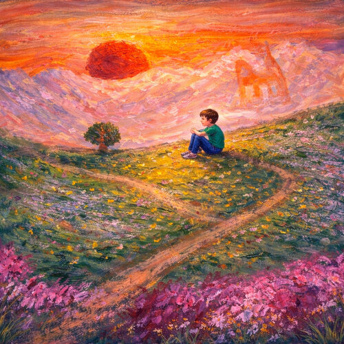 Der kleine Traumfänger in den Bergen par Steven Elijah Neuhaus, Peinture en vente sur Singulart