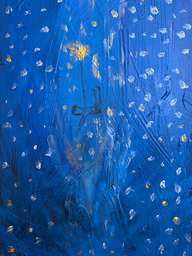 Der kleine Traumfänger findet halt in den Sternen par Steven Elijah Neuhaus, Peinture en vente sur Singulart