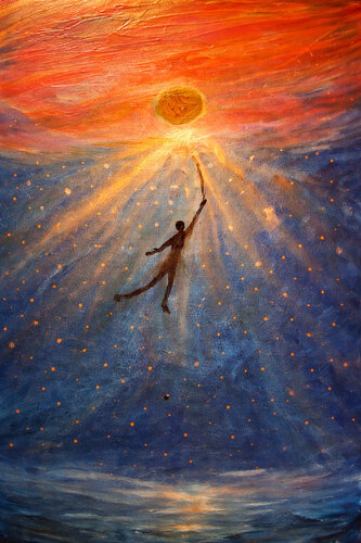 Der Traumfänger und die stärke de äs Lichts van Steven Elijah Neuhaus, Schilderij te koop op Singulart