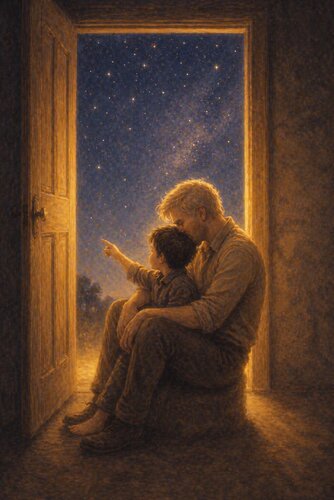 Die unzertrennliche Bindung von Vater und Sohn van Steven Elijah Neuhaus, Schilderij te koop op Singulart