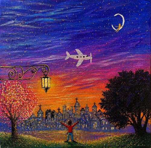 Der kleine Traumfänger und das fliegende Versprechen by Steven Elijah Neuhaus, Painting for Sale on Singulart