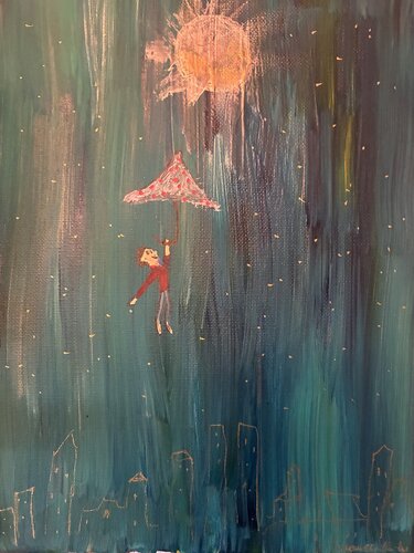 Der kleine Traumfänger und die Reise zum Mond par Steven Elijah Neuhaus, Peinture en vente sur Singulart
