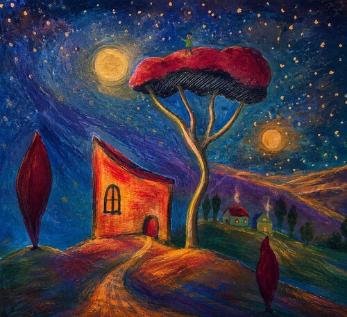 Das Traumland des Traumfängers Mixed Media par Steven Elijah Neuhaus, Peinture en vente sur Singulart