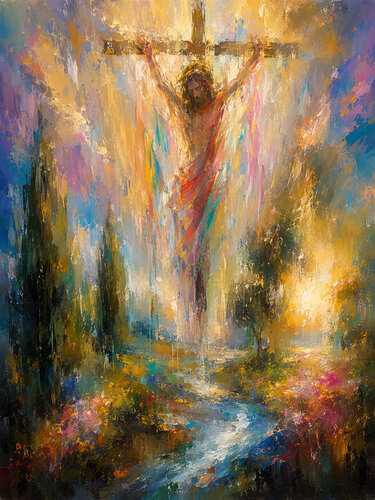 Jesus im Paradies Mixed Media Werk by Steven Elijah Neuhaus, Painting for Sale on Singulart