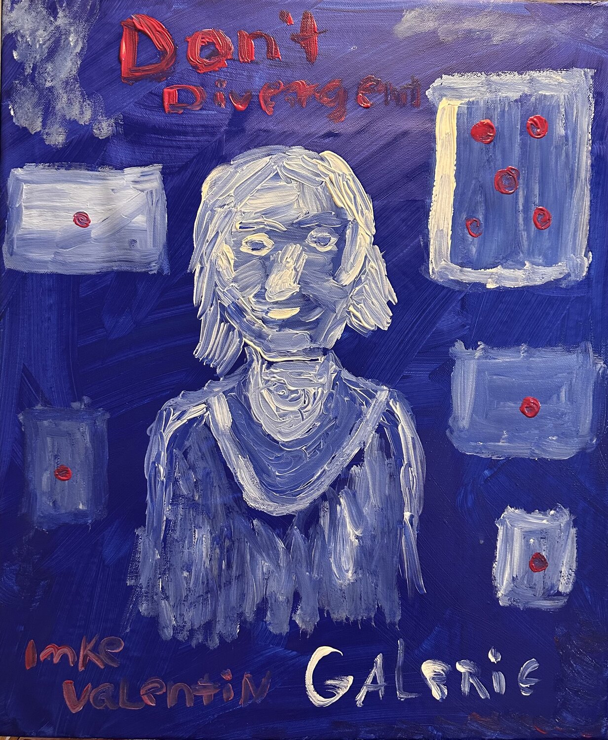 Imke Valentin don‘t divergent deutsche Galeristin Steven Elijah Neuhaus Peinture originale à vendre