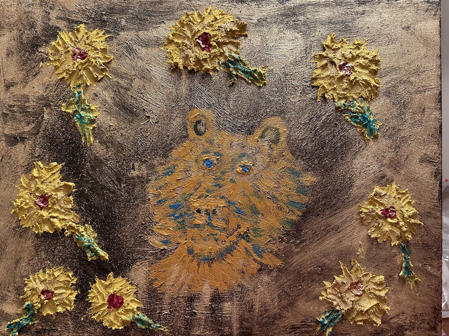 Löwen Gold Pracht Steven Elijah Neuhaus Originalgemälde zu verkaufen