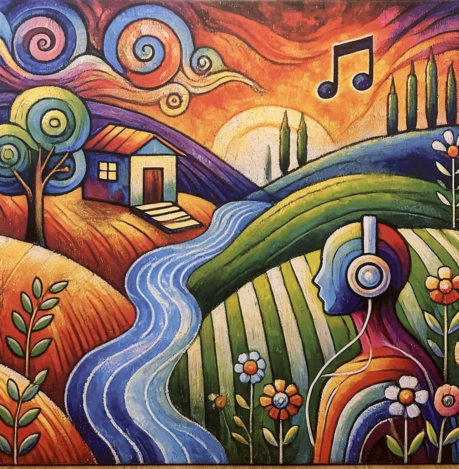 Musik der Naivität Mixed Media Steven Elijah Neuhaus Originalgemälde zu verkaufen