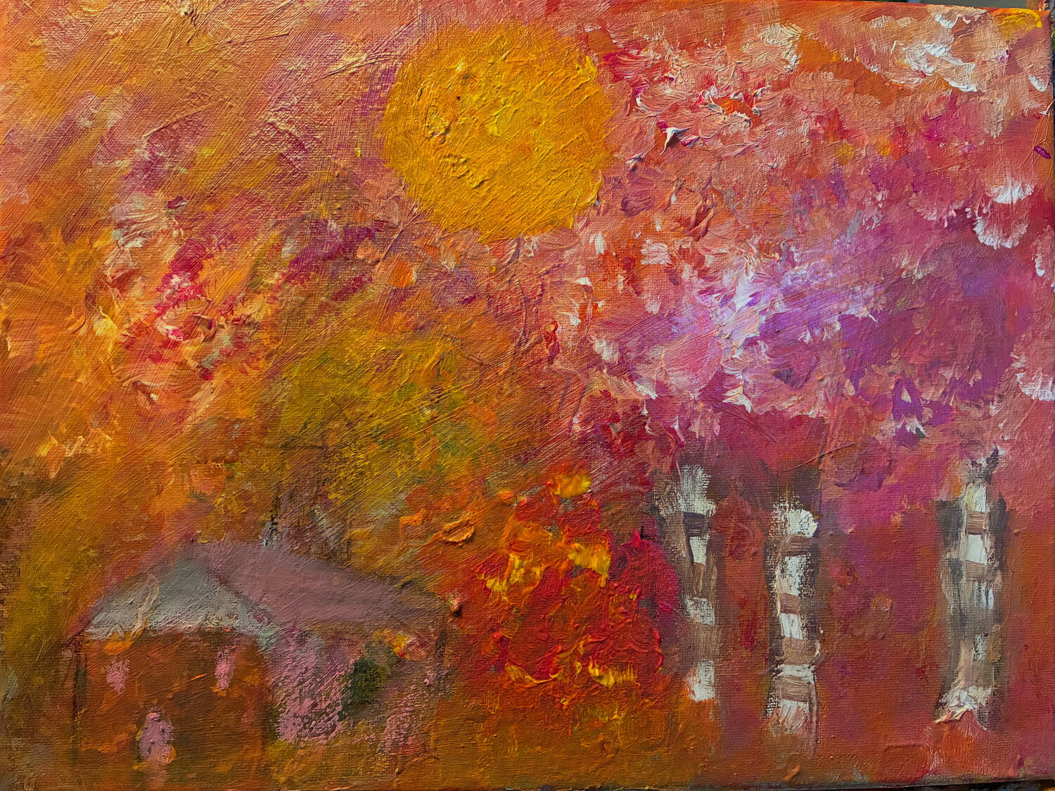 Das Haus des goldenen Herbstes Steven Elijah Neuhaus Dipinto originale in vendita