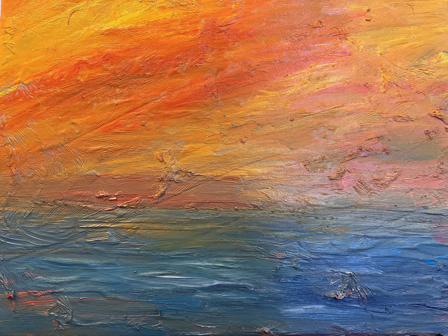 Das Meer des brennenden Himmels Mixed Media Steven Elijah Neuhaus Dipinto originale in vendita