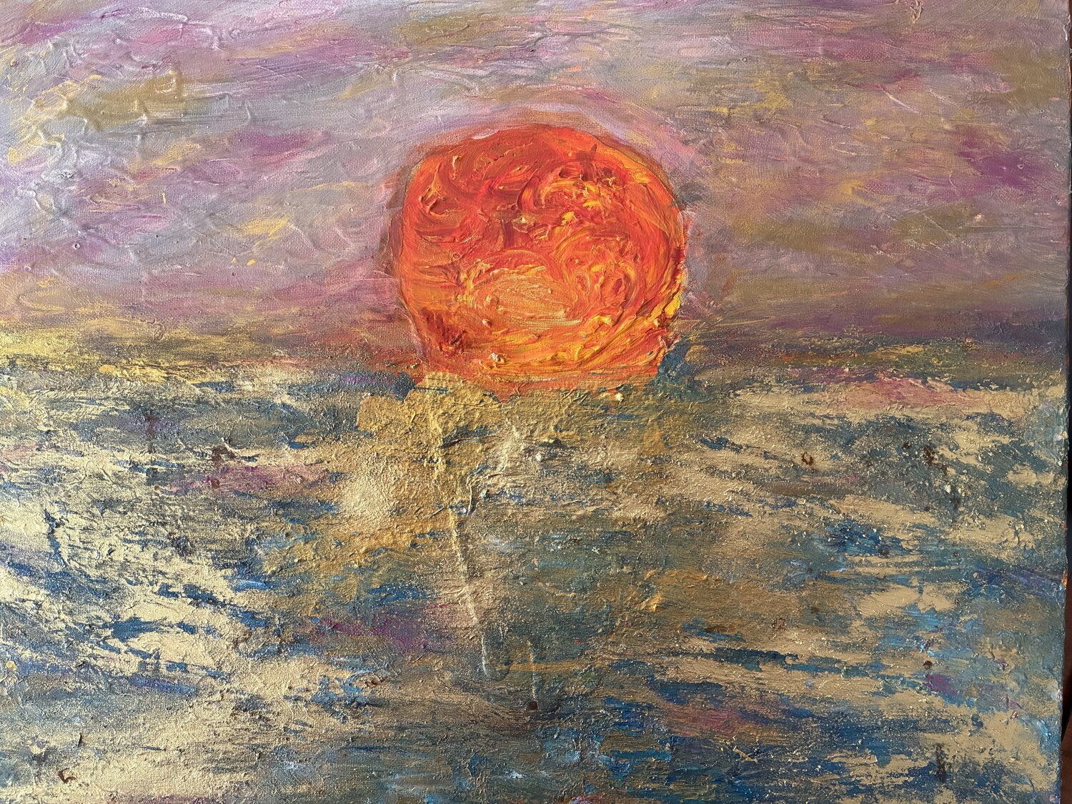 Rot goldenes Sonne des Meeres Steven Elijah Neuhaus Originalgemälde zu verkaufen
