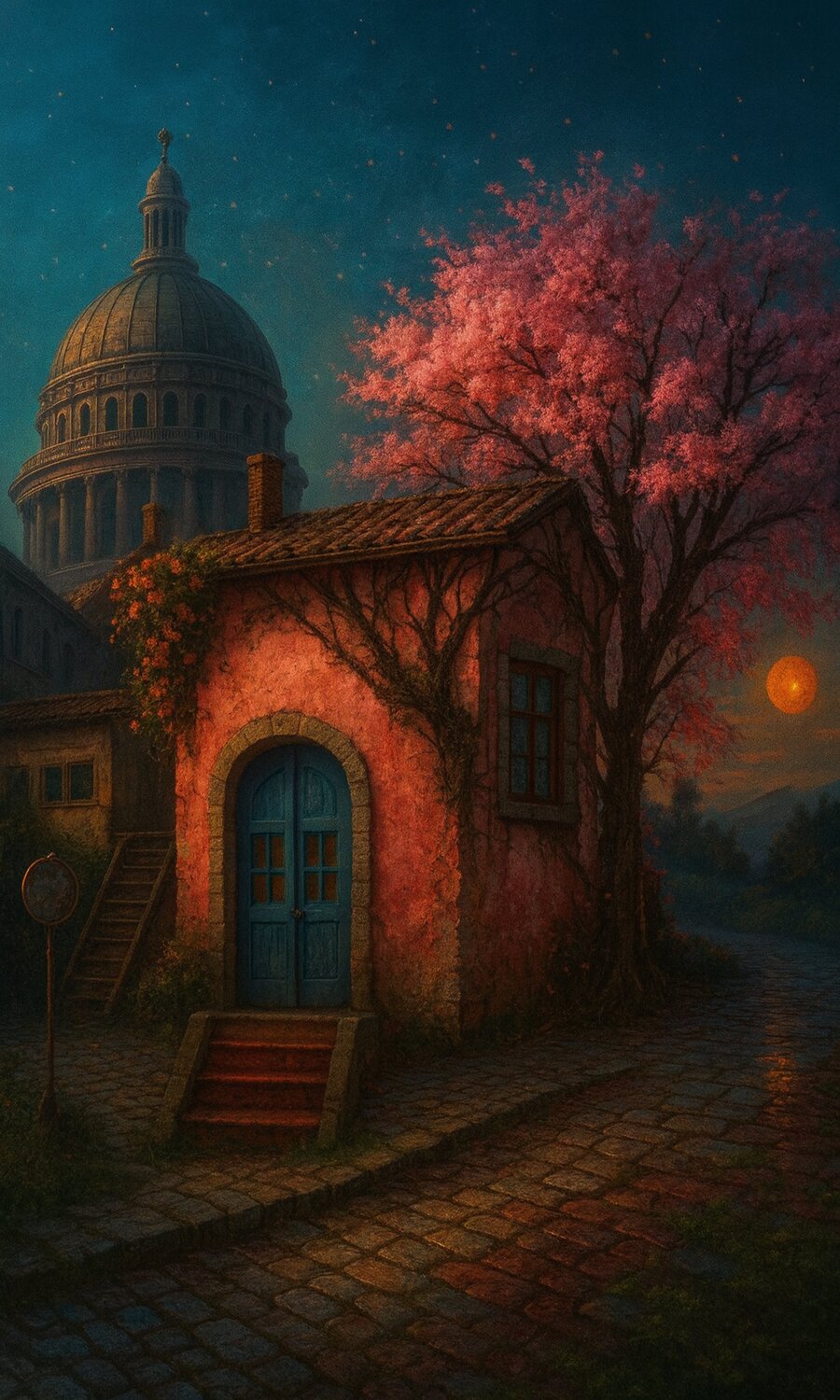 Die surreale Traumstadt Mixed Media Steven Elijah Neuhaus Originalgemälde zu verkaufen