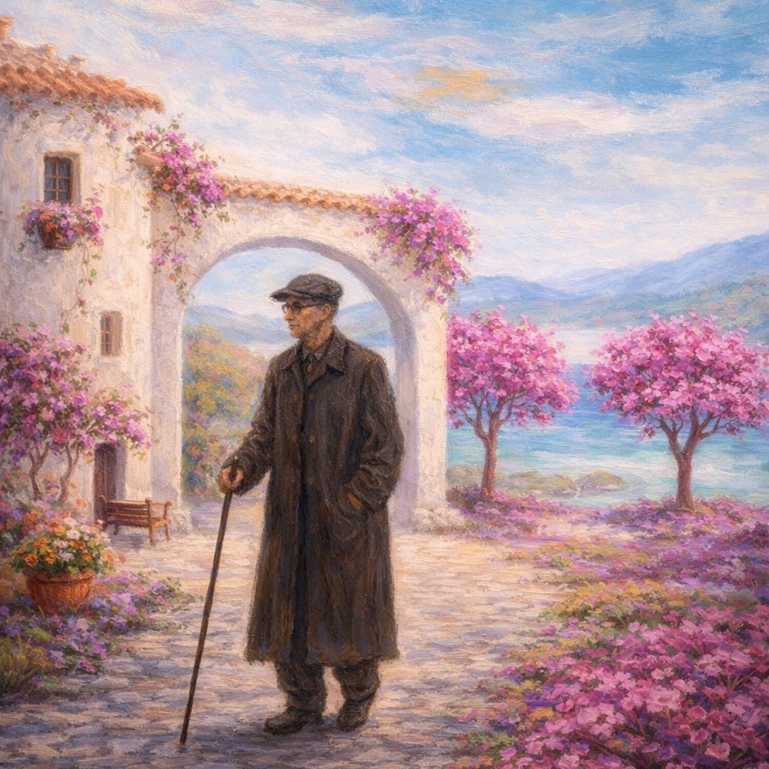 Der Wanderer in south France Steven Elijah Neuhaus Originalgemälde zu verkaufen