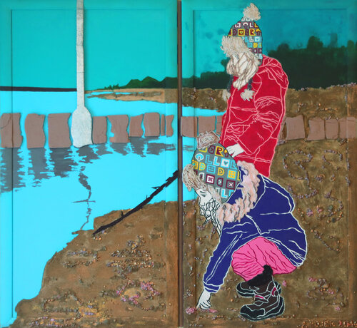 Diptych Written in the Sand van Aleksandra Łojek-Szymanowska, Schilderij te koop op Singulart