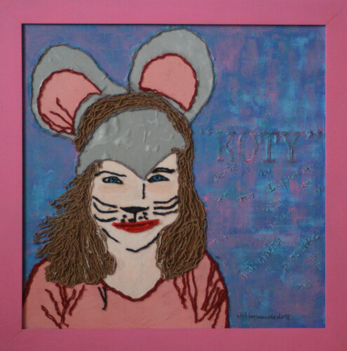 The painting Basia the Mouse from the STMiT performance from 2014 di Aleksandra Łojek-Szymanowska, Altri media in vendita su Singulart