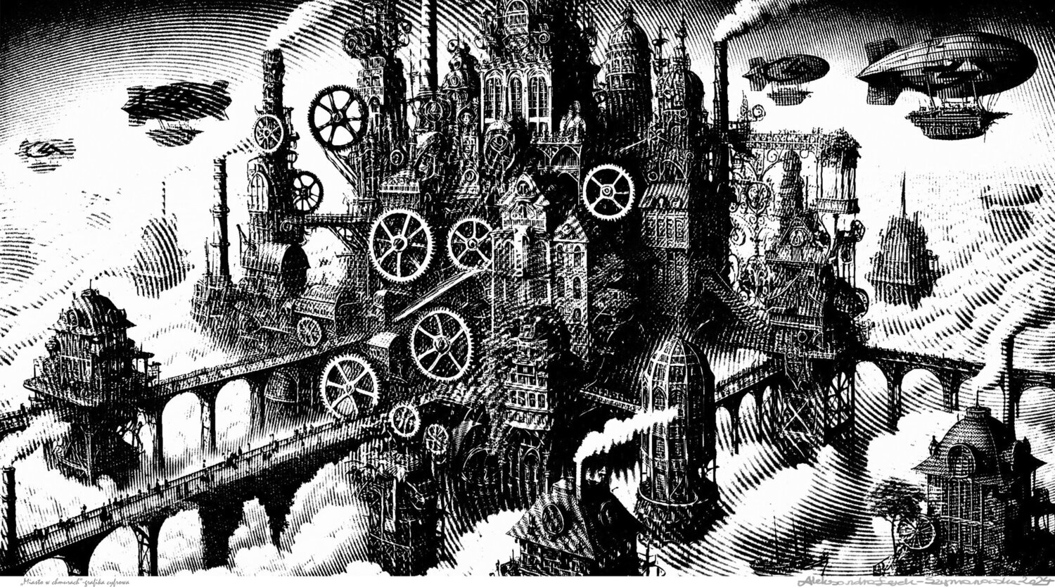 Digital artwork "City in the Clouds" Aleksandra Łojek-Szymanowska Digital zu verkaufen