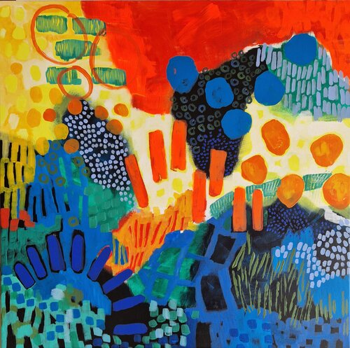 Flower bed at sunset par Gabriele Wöllhaf, Peinture en vente sur Singulart