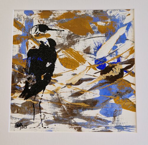Reiher, Monotypie mit Malerei by Gabriele Wöllhaf, 인쇄 for Sale on Singulart