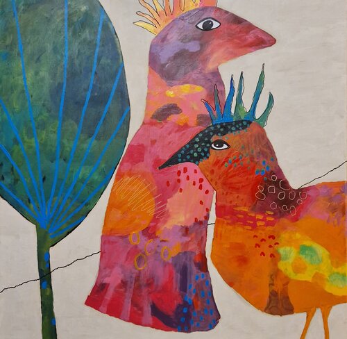 Vogelpaar by Gabriele Wöllhaf, Painting for Sale on Singulart
