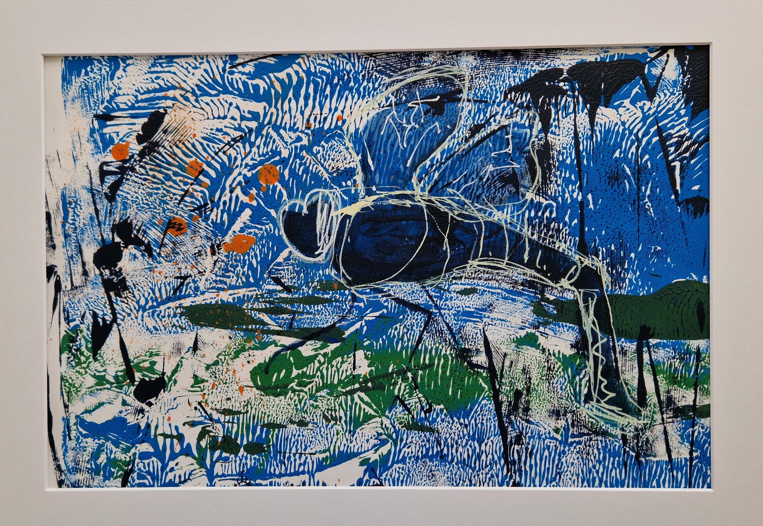 Libelle V2, Monotypie mit Malerei Gabriele Wöllhaf