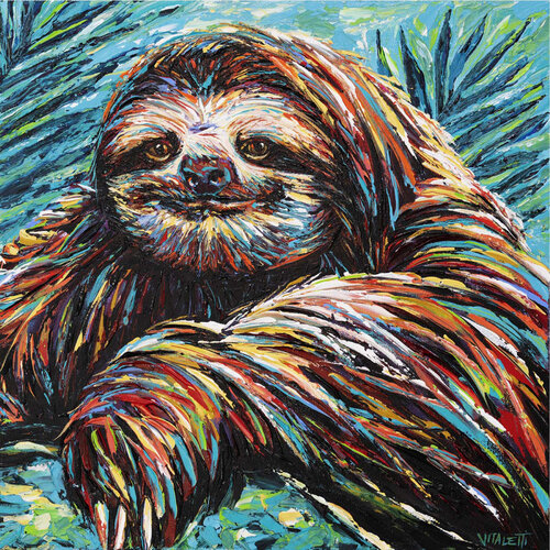 Tropical Sloth de Carolee Vitaletti, Pintura a la venta en Singulart