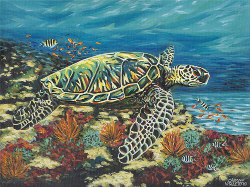 Deep Sea Swimming de Carolee Vitaletti, Pintura a la venta en Singulart