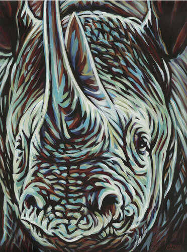 Powerful Rhino de Carolee Vitaletti, Pintura a la venta en Singulart