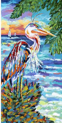 Tropical Heron de Carolee Vitaletti, Pintura a la venta en Singulart
